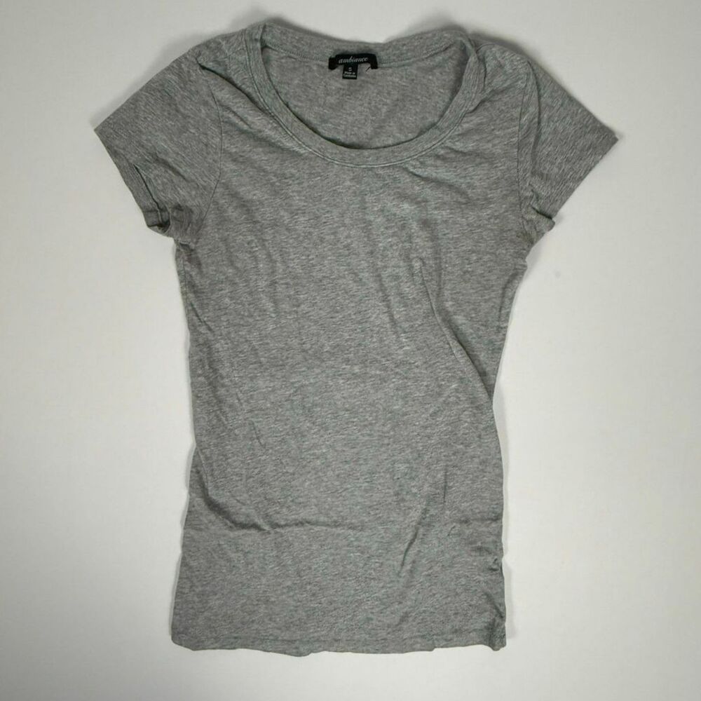 AMBIANCE Women's Gray Short Sleeve T-Shirt - S